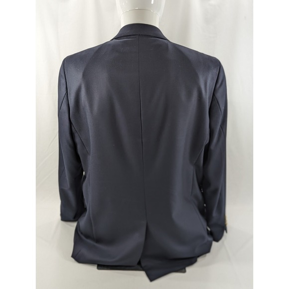 Stafford Blazer Sport Coat Jacket 100% Wool Navy Blue Metal Buttons 46L 48" EUC - Picture 6 of 15